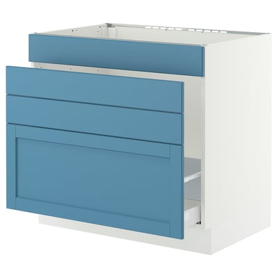 SEKTION / MAXIMERA Armoire inf pr évier/tri/4 faces, blanc/Lerhyttan bleu, 36x24x30 "