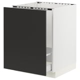SEKTION / MAXIMERA Armoire inf pr évier/tri, blanc/Nickebo anthracite mat, 24x24x30 "