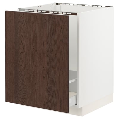 SEKTION / MAXIMERA Armoire inf pr évier/tri, blanc/Sinarp brun, 24x24x30 "