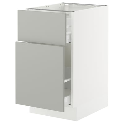 SEKTION / MAXIMERA Armoire inf rangement coul/tiroir, blanc/Havstorp gris clair, 18x24x30 "
