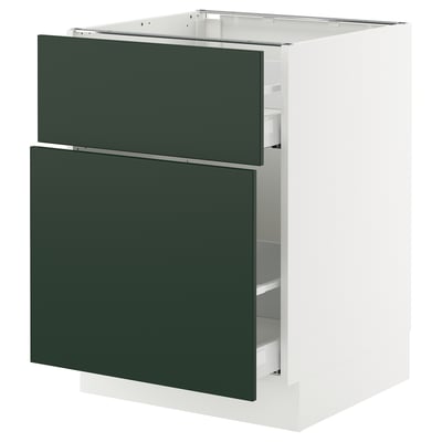 SEKTION / MAXIMERA Armoire inf rangement coul/tiroir, blanc/Havstorp vert profond, 24x24x30 "