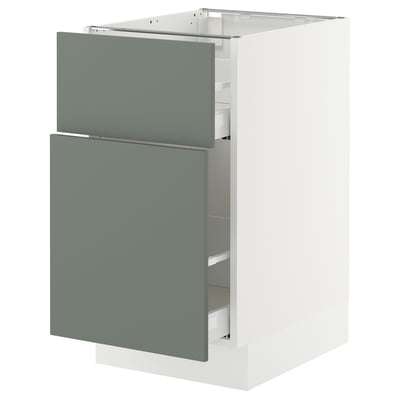 SEKTION / MAXIMERA Armoire inf rangement coul/tiroir, blanc/Nickebo gris -vert mat, 18x24x30 "