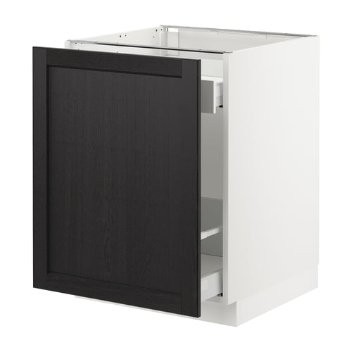 SEKTION / MAXIMERA Armoire inf rgt coul, blanc/Lerhyttan teinté noir, 24x24x30 "