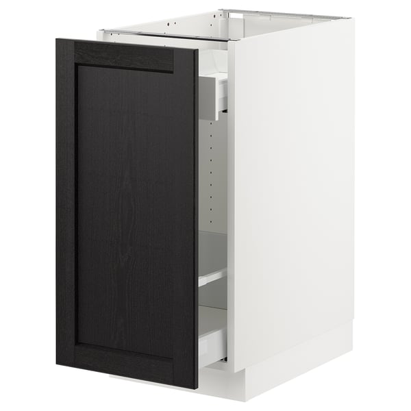 SEKTION / MAXIMERA Armoire inf rgt coul, blanc/Lerhyttan teinté noir, 15x24x30 "