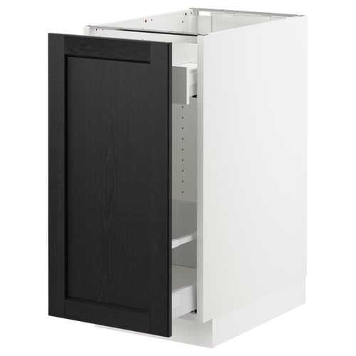 SEKTION / MAXIMERA Armoire inf rgt coul, blanc/Lerhyttan teinté noir, 15x24x30 "