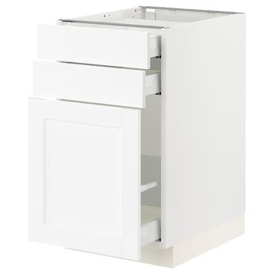 SEKTION / MAXIMERA Armoire inf/rgt coulissant/2tiroirs, blanc Enköping/blanc effet bois, 18x24x30 "