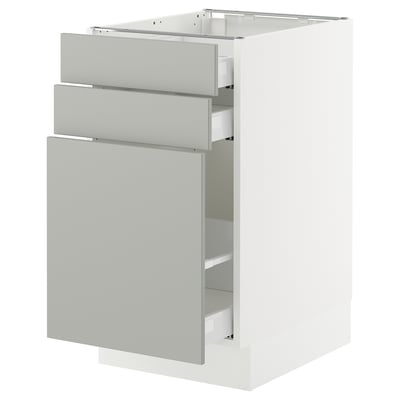 SEKTION / MAXIMERA Armoire inf/rgt coulissant/2tiroirs, blanc/Havstorp gris clair, 18x24x30 "
