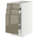 SEKTION / MAXIMERA Armoire inf/rgt coulissant/2tiroirs, blanc/Voxtorp gris-brun foncé ultrabrillant, 15x24x30 "