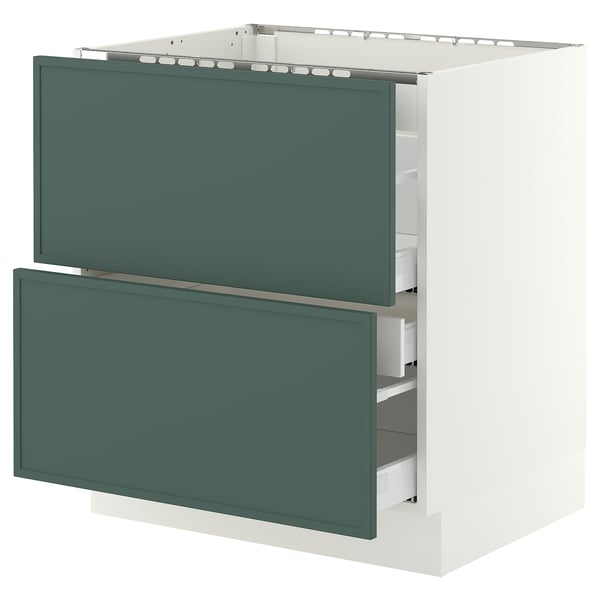 SEKTION / MAXIMERA Armoire inf tbl c/2 faces/3 tiroirs, blanc/Aspudden gris-vert foncé, 30x24x30 "