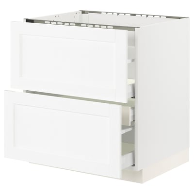SEKTION / MAXIMERA Armoire inf tbl c/2 faces/3 tiroirs, blanc Enköping/blanc effet bois, 30x24x30 "