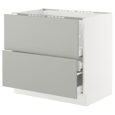 SEKTION / MAXIMERA Armoire inf tbl c/2 faces/3 tiroirs, blanc/Havstorp gris clair, 36x24x30 "