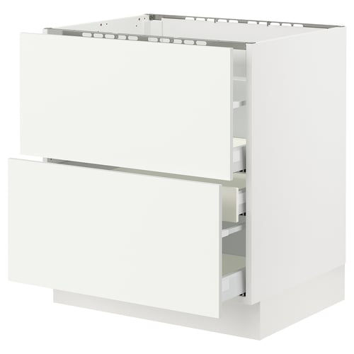 SEKTION / MAXIMERA Armoire inf tbl c/2 faces/3 tiroirs, blanc/Vallstena blanc, 30x24x30 "