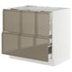 SEKTION / MAXIMERA Armoire inf tbl c/2 faces/3 tiroirs, blanc/Voxtorp gris-brun foncé ultrabrillant, 36x24x30 "