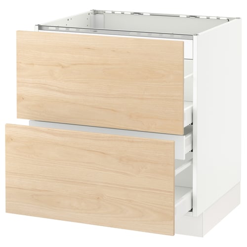 SEKTION / MAXIMERA Armoire inf tbl cuis/2faces/3tir, blanc/Askersund effet frêne clair, 30x24x30 "