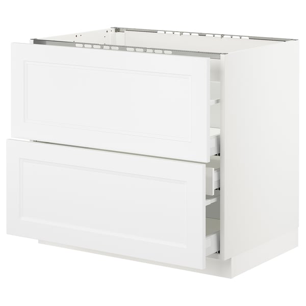SEKTION / MAXIMERA Armoire inf tbl cuis/2faces/3tir, blanc/Axstad blanc mat, 36x24x30 "