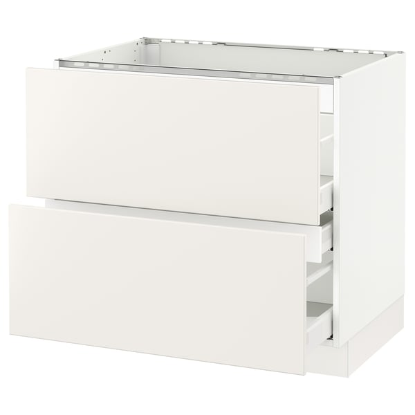 SEKTION / MAXIMERA Armoire inf tbl cuis/2faces/3tir, blanc/Veddinge blanc, 36x24x30 "