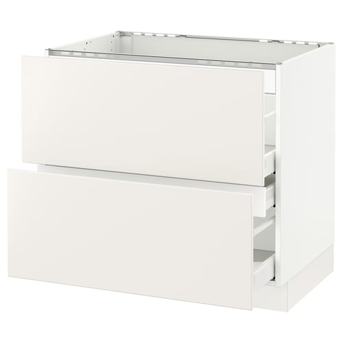 SEKTION / MAXIMERA Armoire inf tbl cuis/2faces/3tir, blanc/Veddinge blanc, 36x24x30 "