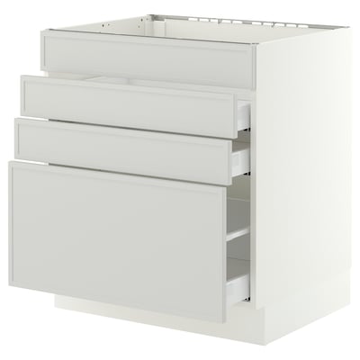 SEKTION / MAXIMERA Armoire inf tbl cuis/4f/3t, blanc/Aspudden gris clair, 30x24x30 "