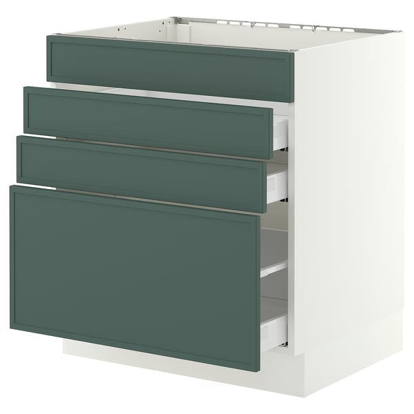 SEKTION / MAXIMERA Armoire inf tbl cuis/4f/3t, blanc/Aspudden gris-vert foncé, 30x24x30 "