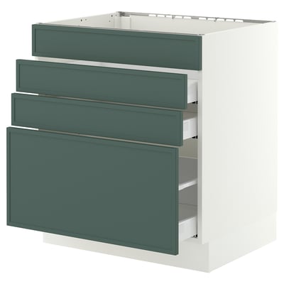 SEKTION / MAXIMERA Armoire inf tbl cuis/4f/3t, blanc/Aspudden gris-vert foncé, 30x24x30 "
