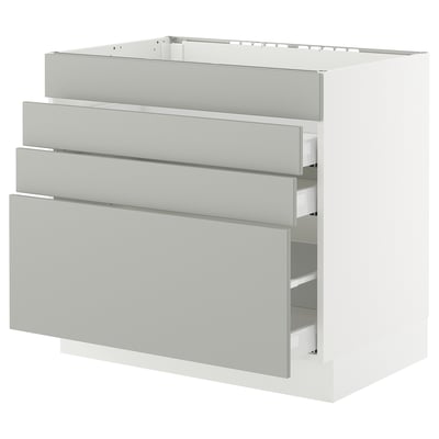 SEKTION / MAXIMERA Armoire inf tbl cuis/4f/3t, blanc/Havstorp gris clair, 36x24x30 "