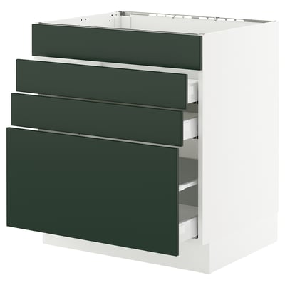 SEKTION / MAXIMERA Armoire inf tbl cuis/4f/3t, blanc/Havstorp vert profond, 30x24x30 "