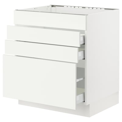 SEKTION / MAXIMERA Armoire inf tbl cuis/4f/3t, blanc/Vallstena blanc, 30x24x30 "