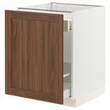 SEKTION / MAXIMERA Armoire inf tri/1 pte, blanc Enköping/brun effet noyer, 24x24x30 "