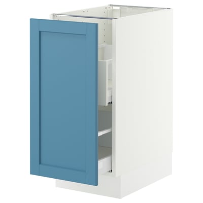 SEKTION / MAXIMERA Armoire inf tri/1 pte, blanc/Lerhyttan bleu, 15x24x30 "