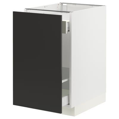 SEKTION / MAXIMERA Armoire inf tri/1 pte, blanc/Nickebo anthracite mat, 18x24x30 "