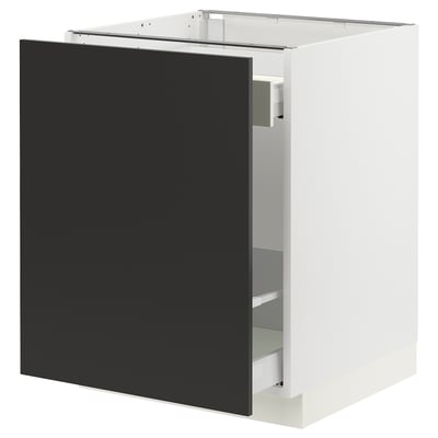 SEKTION / MAXIMERA Armoire inf tri/1 pte, blanc/Nickebo anthracite mat, 24x24x30 "