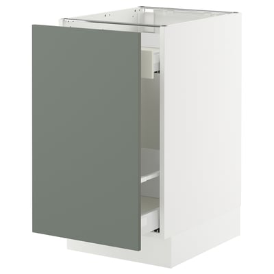 SEKTION / MAXIMERA Armoire inf tri/1 pte, blanc/Nickebo gris -vert mat, 18x24x30 "