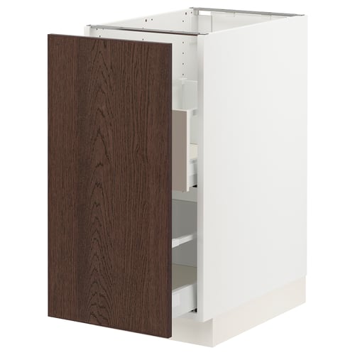 SEKTION / MAXIMERA Armoire inf tri/1 pte, blanc/Sinarp brun, 15x24x30 "