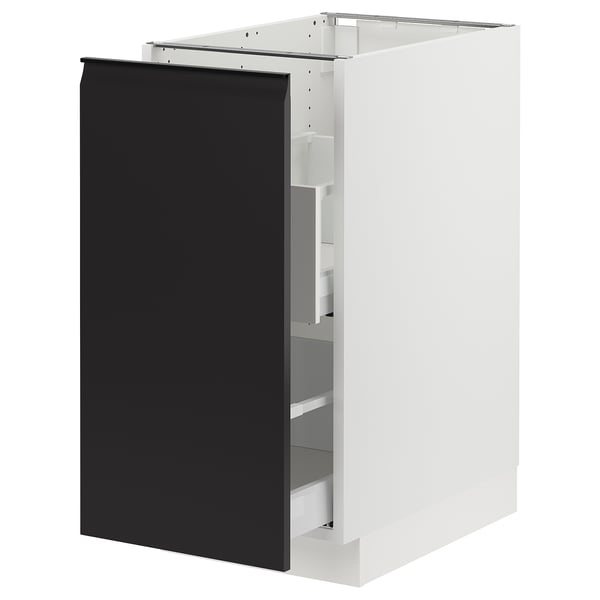 SEKTION / MAXIMERA Armoire inf tri/1 pte, blanc/Upplöv anthracite mat, 15x24x30 "