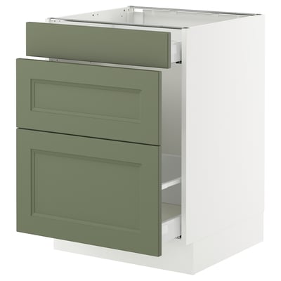 SEKTION / MAXIMERA Armoire inf tri/3 faces, blanc/Axstad gris-vert, 24x24x30 "