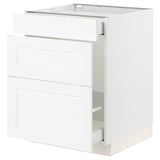 SEKTION / MAXIMERA Armoire inf tri/3 faces, blanc Enköping/blanc effet bois, 24x24x30 "