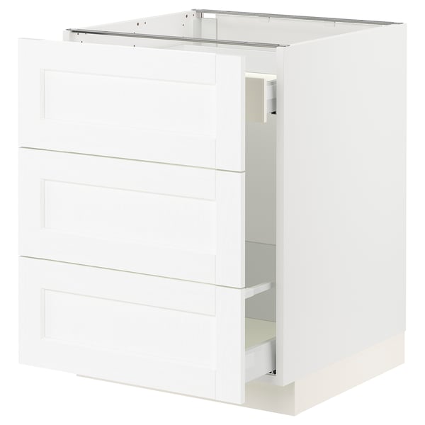SEKTION / MAXIMERA Armoire inf tri/3 faces, blanc Enköping/blanc effet bois, 24x24x30 "