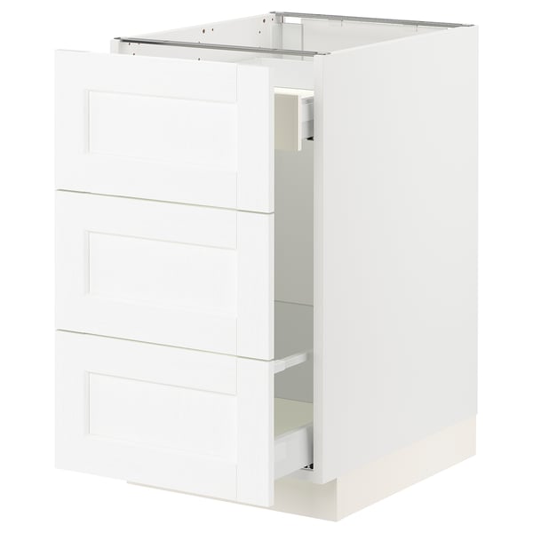 SEKTION / MAXIMERA Armoire inf tri/3 faces, blanc Enköping/blanc effet bois, 18x24x30 "