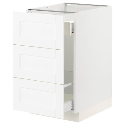 SEKTION / MAXIMERA Armoire inf tri/3 faces, blanc Enköping/blanc effet bois, 18x24x30 "