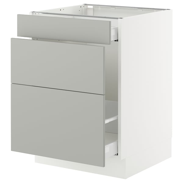 SEKTION / MAXIMERA Armoire inf tri/3 faces, blanc/Havstorp gris clair, 24x24x30 "