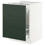 SEKTION / MAXIMERA Armoire inf tri/3 faces, blanc/Havstorp vert profond, 24x24x30 "