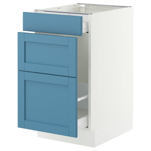 SEKTION / MAXIMERA Armoire inf tri/3 faces, blanc/Lerhyttan bleu, 18x24x30 "