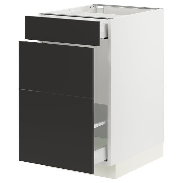 SEKTION / MAXIMERA Armoire inf tri/3 faces, blanc/Nickebo anthracite mat, 18x24x30 "