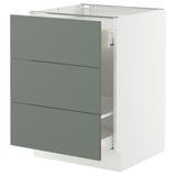 SEKTION / MAXIMERA Armoire inf tri/3 faces, blanc/Nickebo gris -vert mat, 24x24x30 "