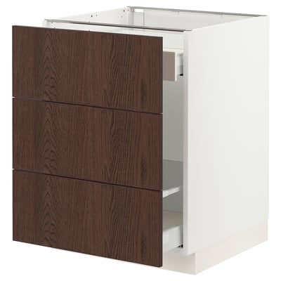 SEKTION / MAXIMERA Armoire inf tri/3 faces, blanc/Sinarp brun, 24x24x30 "