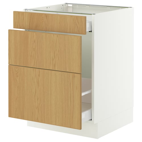 SEKTION / MAXIMERA Armoire inf tri/3 faces, blanc/Sinarp chêne plaqué, 24x24x30 "