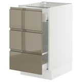 SEKTION / MAXIMERA Armoire inf tri/3 faces, blanc/Voxtorp gris-brun foncé ultrabrillant, 18x24x30 "