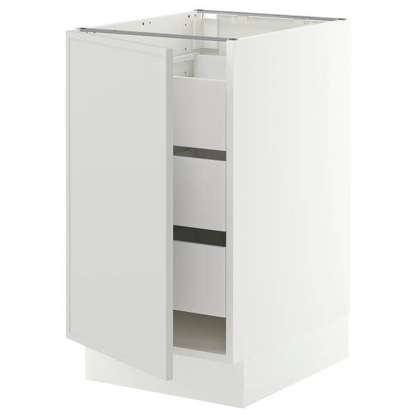 SEKTION / MAXIMERA Armoire inférieure 1 pte/3 tir, blanc/Aspudden gris clair, 18x24x30 "