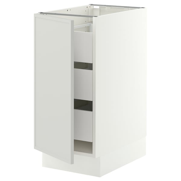 SEKTION / MAXIMERA Armoire inférieure 1 pte/3 tir, blanc/Aspudden gris clair, 15x24x30 "