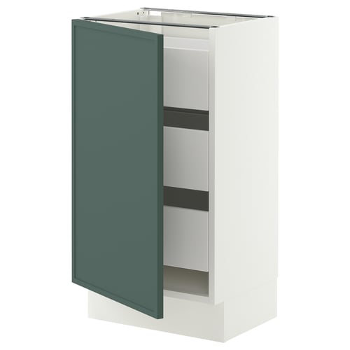 SEKTION / MAXIMERA Armoire inférieure 1 pte/3 tir, blanc/Aspudden gris-vert foncé, 18x15x30 "